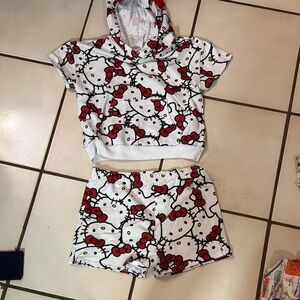 Kids White and Red Pajama Set
